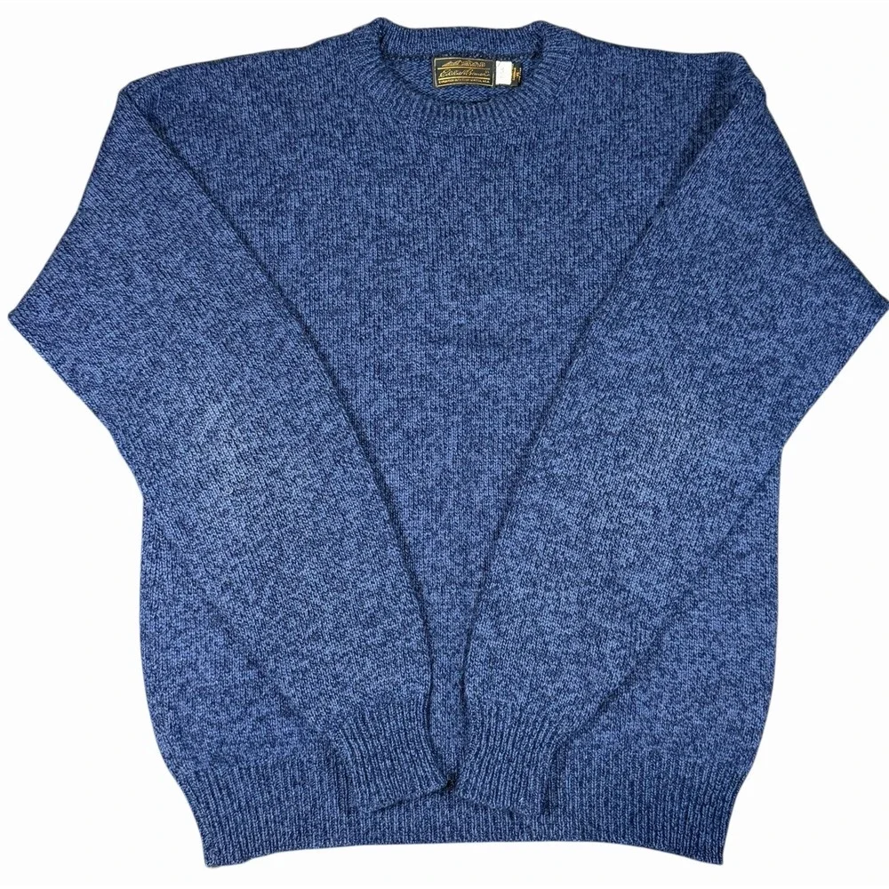 Vintage Eddie Bauer Wool Sweater Mens XL Tall Blue Made in USA Crewneck Kint